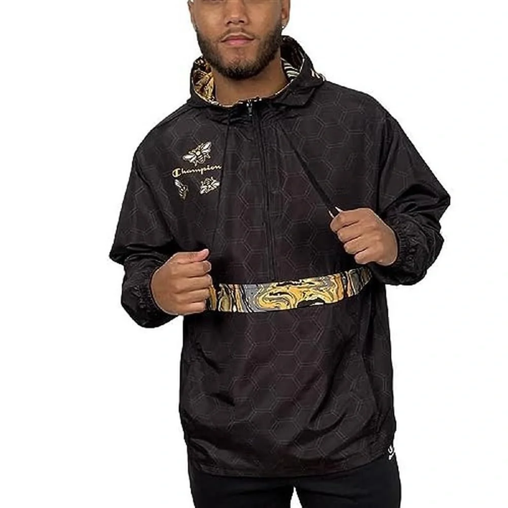 Champion Unisex Savinthebees Black & Yellow Honeycomb Anorak Windbreaker NWT S-M - Picture 9 of 11